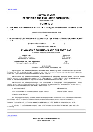 Miniature Innovative Solutions and Support 10-Q Rapport trimestriel 2018 