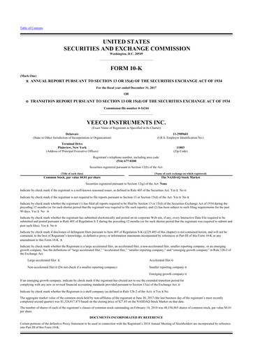 Thumbnail Veeco
 10-K Annual Report 2017