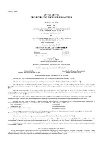 Thumbnail Monster Beverage 10-K Annual Report 2017