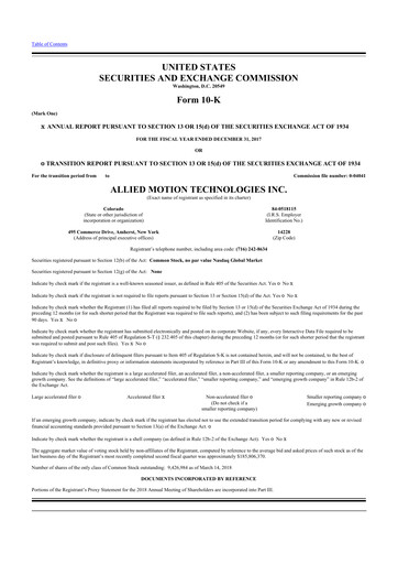 Thumbnail Allient 10-K Annual Report 2017