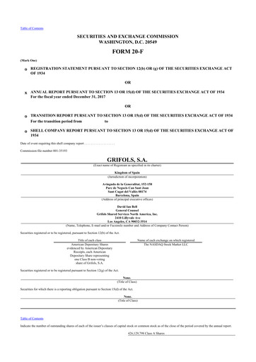 Thumbnail Grifols 20-F Annual Report 2017