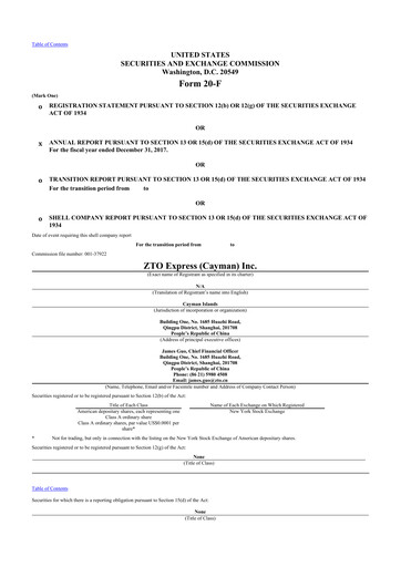 Thumbnail ZTO Express
 20-F Annual Report 2017