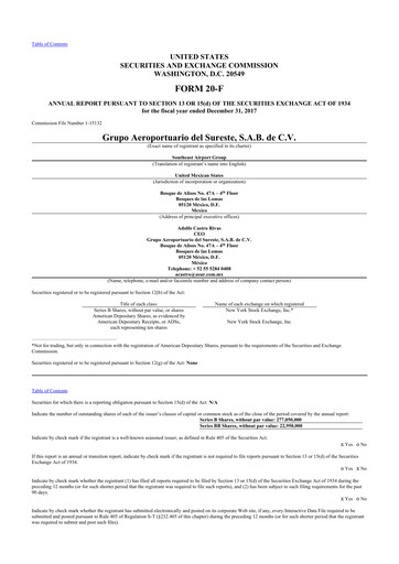 Thumbnail Grupo Aeroportuario del Sureste
(ASUR) 20-F Annual Report 