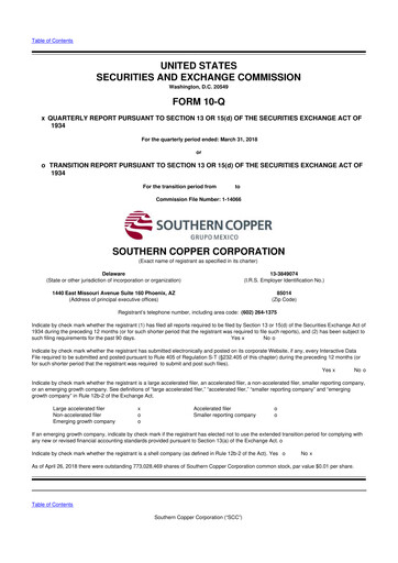 Thumbnail Southern Copper 10-Q Quarterly Report FY2018 