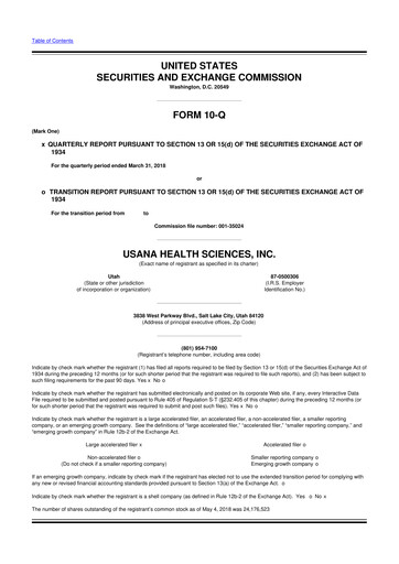 Thumbnail USANA 10-Q Quarterly Report FY2018 