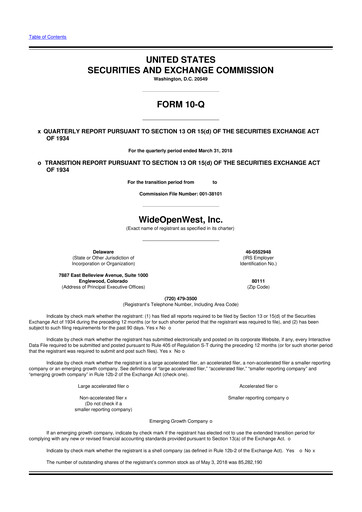 Thumbnail WideOpenWest 10-Q Quarterly Report FY2018 