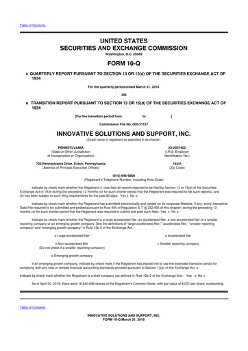 Miniature Innovative Solutions and Support 10-Q Rapport trimestriel 2018 