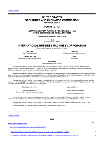 Thumbnail IBM 10-Q Quarterly Report FY2018 