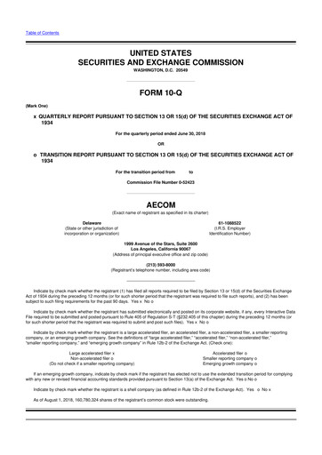 Thumbnail AECOM 10-Q Quarterly Report FY2018 