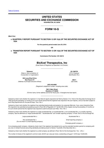 Thumbnail BioXcel Therapeutics 10-Q Quarterly Report FY2018 