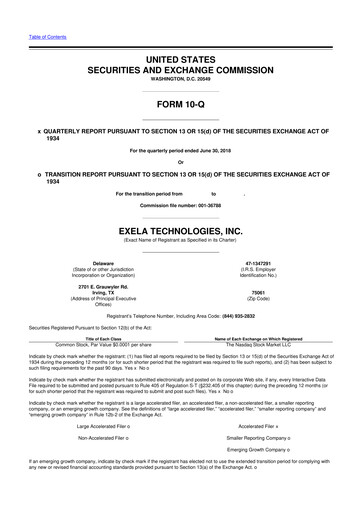 Thumbnail Exela Technologies
 10-Q Quarterly Report FY2018 