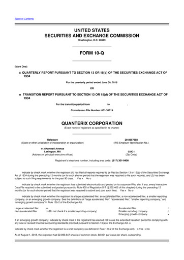Miniature Quanterix 10-Q Rapport trimestriel 2018 