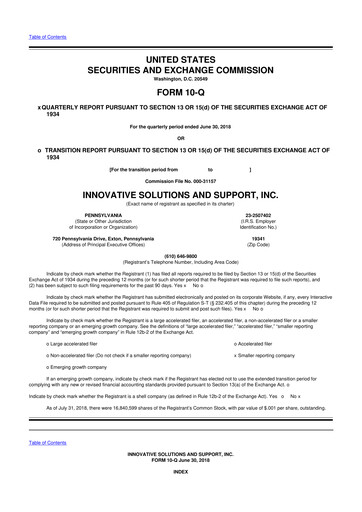 Miniature Innovative Solutions and Support 10-Q Rapport trimestriel 2018 