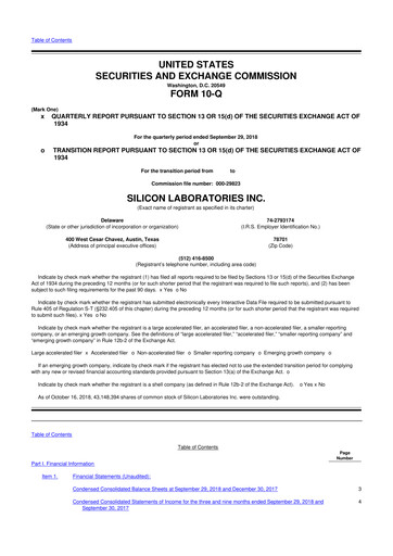 Thumbnail Silicon Labs
 10-Q Quarterly Report FY2018 
