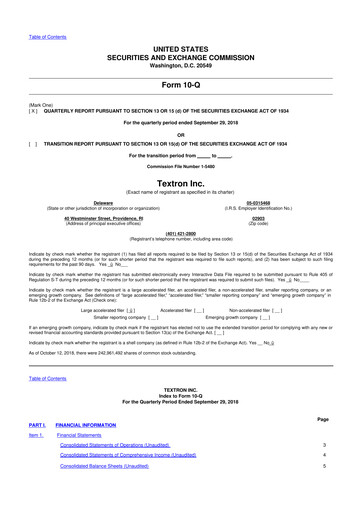 Thumbnail Textron 10-Q Quarterly Report FY2018 