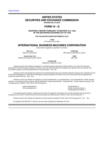 Thumbnail IBM 10-Q Quarterly Report FY2018 