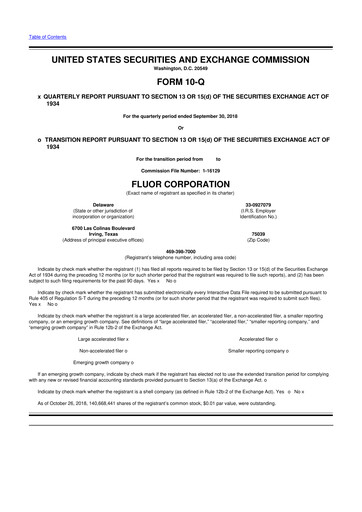 Thumbnail Fluor Corporation
 10-Q Quarterly Report FY2018 