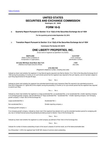 Thumbnail One Liberty Properties 10-Q Quarterly Report FY2018 