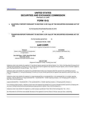 Thumbnail AAR 10-Q Quarterly Report FY2019 