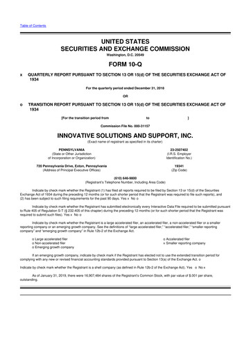 Miniature Innovative Solutions and Support 10-Q Rapport trimestriel 2019 