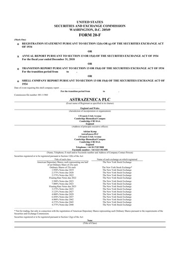 Thumbnail AstraZeneca 20-F Annual Report 2018