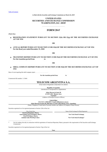 Thumbnail Telecom Argentina
 20-F Annual Report 2018