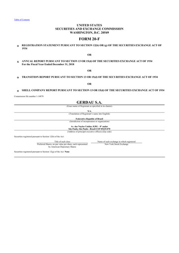 Thumbnail Gerdau 20-F Annual Report 2018