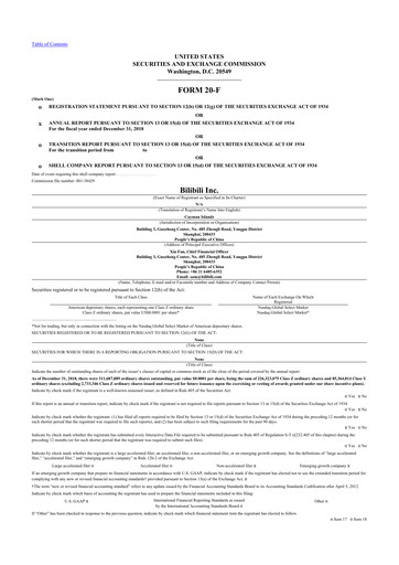 Thumbnail Bilibili 20-F Annual Report 