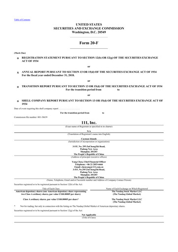 Thumbnail 111, Inc. 20-F Annual Report 2018