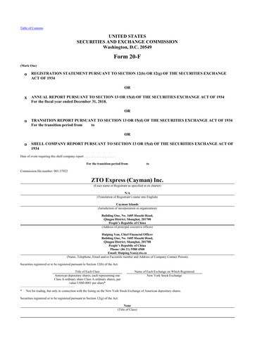 Thumbnail ZTO Express
 20-F Annual Report 2018