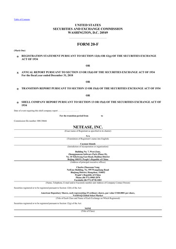 Vorschaubild NetEase 20-F Jahresbericht 2018