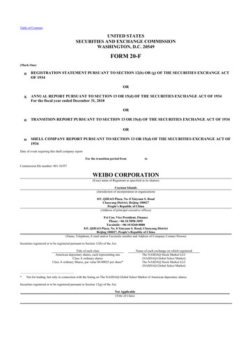 Thumbnail Weibo 20-F Annual Report 2018