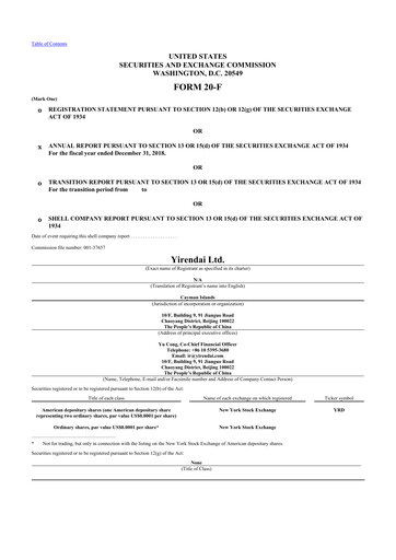 Thumbnail Yiren Digital 20-F Annual Report 2018