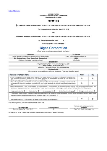 Thumbnail The Cigna Group 10-Q Quarterly Report FY2019 