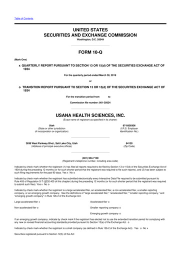 Thumbnail USANA 10-Q Quarterly Report FY2019 