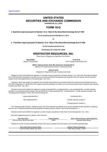 Thumbnail Westwater Resources
 10-Q Quarterly Report FY2019 