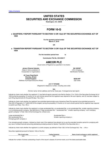 Vorschaubild Amcor 10-Q Quartalsbericht 2019 