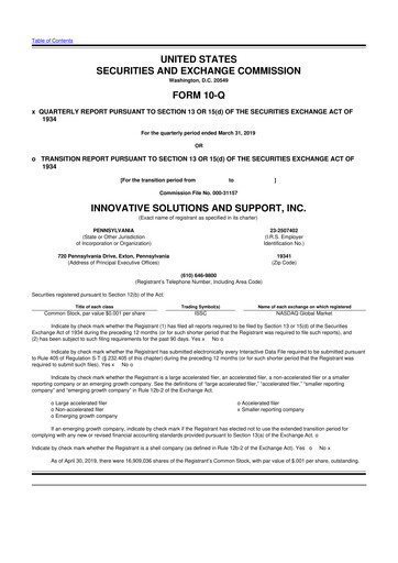 Miniature Innovative Solutions and Support 10-Q Rapport trimestriel 2019 