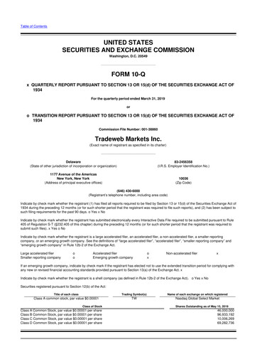 Thumbnail Tradeweb 10-Q Quarterly Report FY2019 