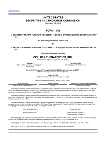 Thumbnail Celldex Therapeutics 10-Q Quarterly Report FY2019 