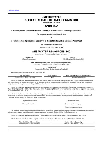 Thumbnail Westwater Resources
 10-Q Quarterly Report FY2019 