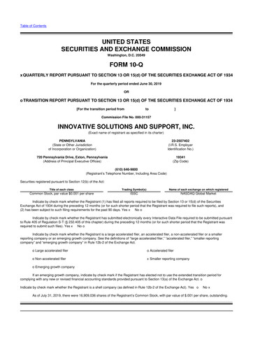 Miniature Innovative Solutions and Support 10-Q Rapport trimestriel 2019 