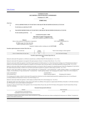 Thumbnail Estee Lauder 10-K Annual Report 2019