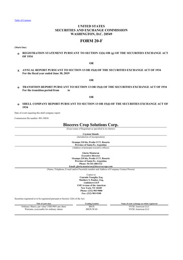 Thumbnail Bioceres Crop Solutions
 20-F Annual Report 2019
