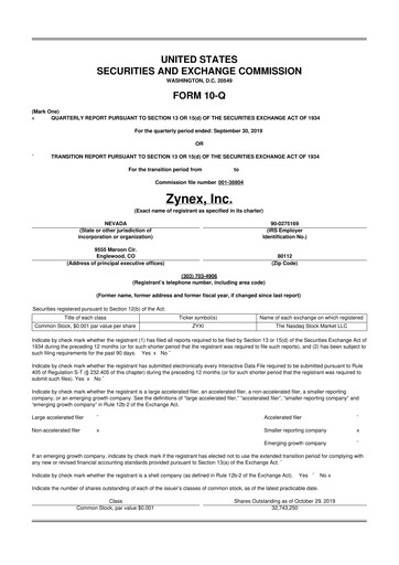 Thumbnail Zynex 10-Q Quarterly Report FY2019 