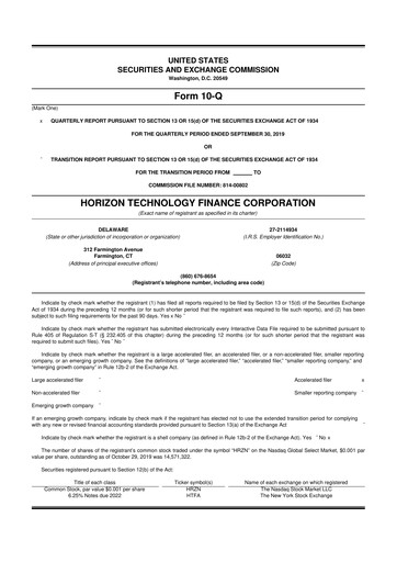 Vorschaubild Horizon Technology Finance 10-Q Quartalsbericht  