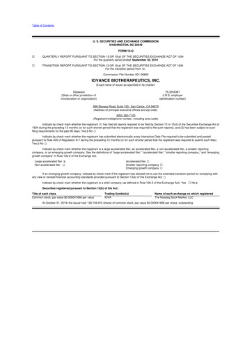 Miniature Iovance Biotherapeutics
 10-Q Rapport trimestriel 2019 
