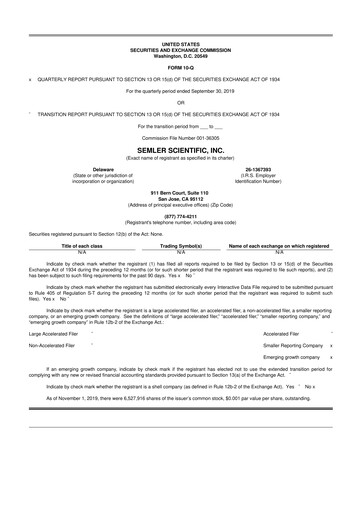 Thumbnail Semler Scientific
 10-Q Quarterly Report FY2019 