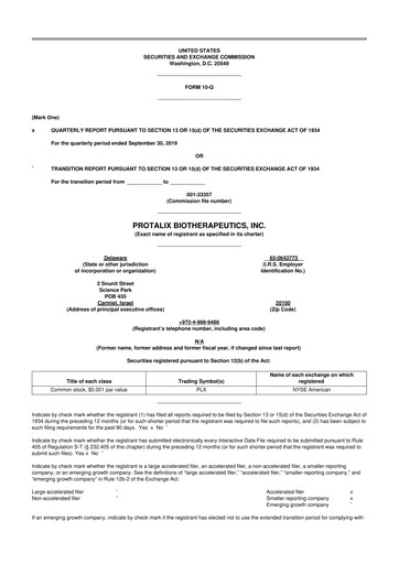 Thumbnail Protalix BioTherapeutics
 10-Q Quarterly Report FY 
