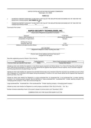 Thumbnail NAPCO Security Technologies 10-Q Quarterly Report FY2020 